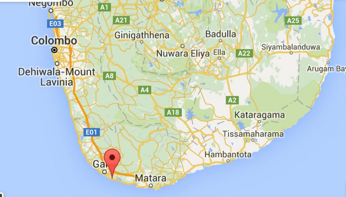  ਨਕਸ਼ਾ ਦੇ ਦੱਖਣੀ ਪੱਛਮੀ ਸ਼੍ਰੀ ਲੰਕਾ