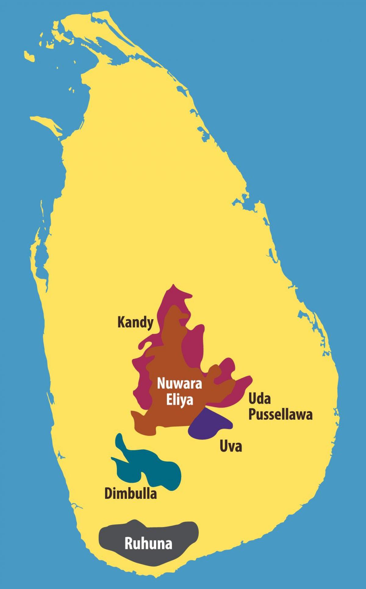 ਨਕਸ਼ਾ ਸ਼੍ਰੀ ਲੰਕਾ ਦੀ ਚਾਹ ਪੌਦੇ