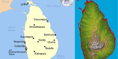 ਨਕਸ਼ਾ ਸ਼੍ਰੀ ਲੰਕਾ ਦੇ topographic